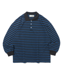 オックスフォードストライプカラー長袖Tシャツ(ネイビー/ブルー)
