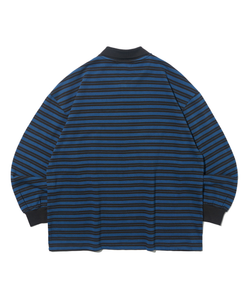 TAILOR STUDIO（テーラースタジオ）の「オックスフォードストライプカラー長袖Tシャツ（ネイビー/ブルー）（ポロシャツ・レディース・その他・FREE）」の2枚目の写真