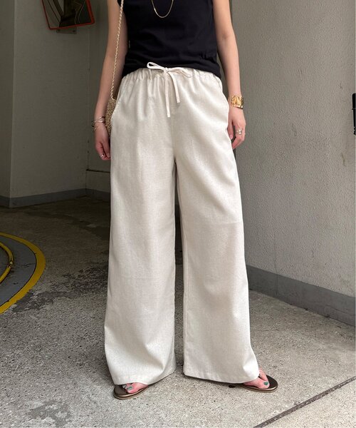 LBC(エルビーシー)の「リネン混ドロストイージーパンツ(その他パンツ・レディース・ネイビー/アイボリー/キャメル・M/L)」の2枚目の写真