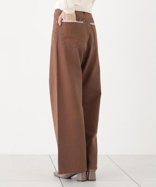 PROPORTION BODY DRESSING(プロポーションボディドレッシング)の「<a>レースハイウエストワイドデニム / 1216230803(デニムパンツ・レディース・ブルー/ブラウン・MEDIUM/P/S/SMALL)」の1枚目の写真