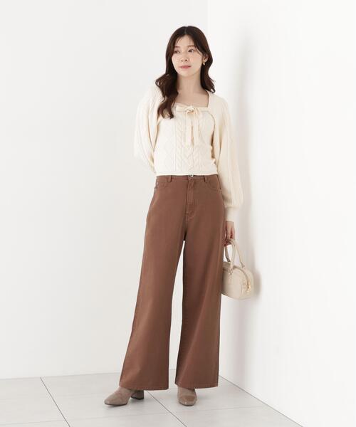PROPORTION BODY DRESSING(プロポーションボディドレッシング)の「<a>レースハイウエストワイドデニム / 1216230803(デニムパンツ・レディース・ブルー/ブラウン・MEDIUM/P/S/SMALL)」の3枚目の写真