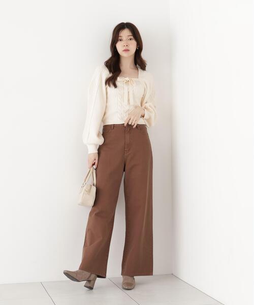 PROPORTION BODY DRESSING(プロポーションボディドレッシング)の「<a>レースハイウエストワイドデニム / 1216230803(デニムパンツ・レディース・ブルー/ブラウン・MEDIUM/P/S/SMALL)」の6枚目の写真