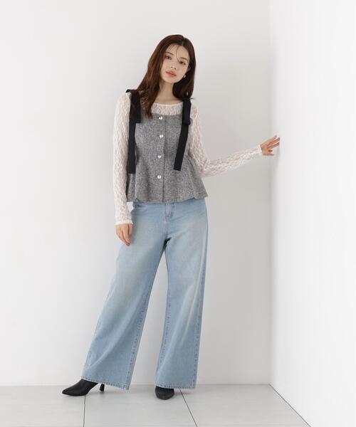 PROPORTION BODY DRESSING(プロポーションボディドレッシング)の「<a>レースハイウエストワイドデニム / 1216230803(デニムパンツ・レディース・ブルー/ブラウン・MEDIUM/P/S/SMALL)」の20枚目の写真