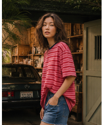 MOAA（モア）の「Multi-Stripe Single-Stitch T-Shirt (PINK)（Tシャツ/カットソー）」