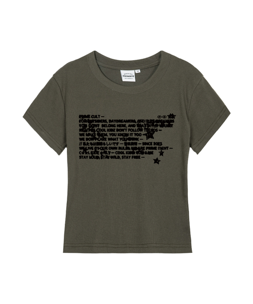PRIMATE(プライメイト)の「BACK レディース スリムフィット 半袖Tシャツ 6色(Tシャツ/カットソー・レディース・ブラック/ホワイト/カーキ/ラベンダー/クリーム/チャコール・LARGE/MEDIUM/SMALL)」の5枚目の写真