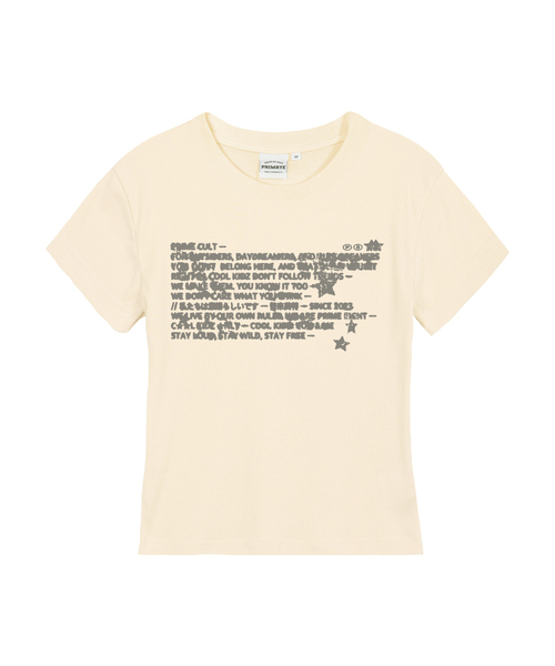 PRIMATE(プライメイト)の「BACK レディース スリムフィット 半袖Tシャツ 6色(Tシャツ/カットソー・レディース・ブラック/ホワイト/カーキ/ラベンダー/クリーム/チャコール・LARGE/MEDIUM/SMALL)」の4枚目の写真