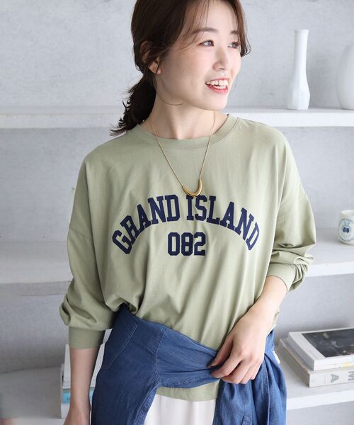 le.coeur blanc（ルクールブラン）の「《WEB限定》カレッジロゴオーバーロングTシャツ（Tシャツ/カットソー・レディース・ブラック/オフホワイト/ボルドー/カーキオリーブ・38）」の3枚目の写真