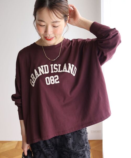 le.coeur blanc（ルクールブラン）の「《WEB限定》カレッジロゴオーバーロングTシャツ（Tシャツ/カットソー・レディース・ブラック/オフホワイト/ボルドー/カーキオリーブ・38）」の4枚目の写真