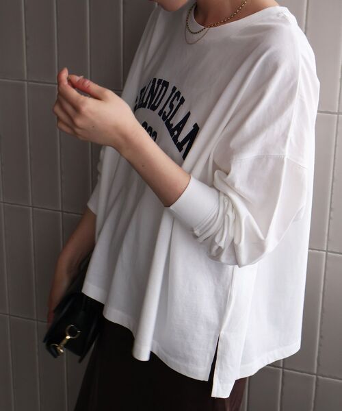 le.coeur blanc（ルクールブラン）の「《WEB限定》カレッジロゴオーバーロングTシャツ（Tシャツ/カットソー・レディース・ブラック/オフホワイト/ボルドー/カーキオリーブ・38）」の12枚目の写真