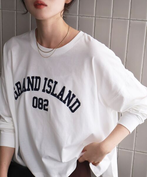 le.coeur blanc（ルクールブラン）の「《WEB限定》カレッジロゴオーバーロングTシャツ（Tシャツ/カットソー・レディース・ブラック/オフホワイト/ボルドー/カーキオリーブ・38）」の13枚目の写真