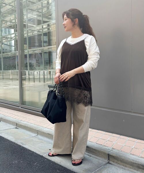 le.coeur blanc（ルクールブラン）の「《WEB限定》カレッジロゴオーバーロングTシャツ（Tシャツ/カットソー・レディース・ブラック/オフホワイト/ボルドー/カーキオリーブ・38）」の18枚目の写真