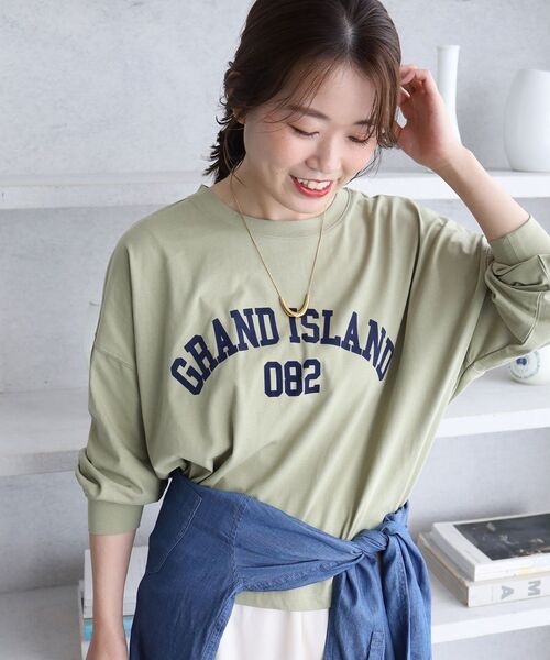le.coeur blanc（ルクールブラン）の「《WEB限定》カレッジロゴオーバーロングTシャツ（Tシャツ/カットソー・レディース・ブラック/オフホワイト/ボルドー/カーキオリーブ・38）」の20枚目の写真