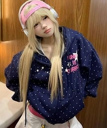 パーカー（ブルー・ネイビー/青色系・ドット柄）ファッション通販