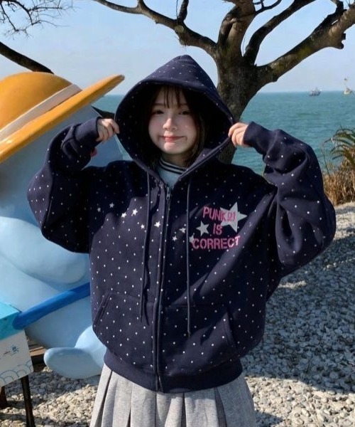 ViViDAY(ビビデー)の「ドット柄ロゴジップパーカー(パーカー・レディース・ネイビー/ミント・M)」の13枚目の写真