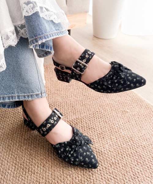 WEGO(ウィゴー)の「WEGO/リボンポインテッドシューズ(パンプス・レディース・その他1/その他2/ブラック・SMALL/X-LARGE/MEDIUM/LARGE)」の3枚目の写真