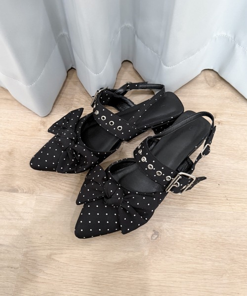 WEGO(ウィゴー)の「WEGO/リボンポインテッドシューズ(パンプス・レディース・その他1/その他2/ブラック・SMALL/X-LARGE/MEDIUM/LARGE)」の6枚目の写真