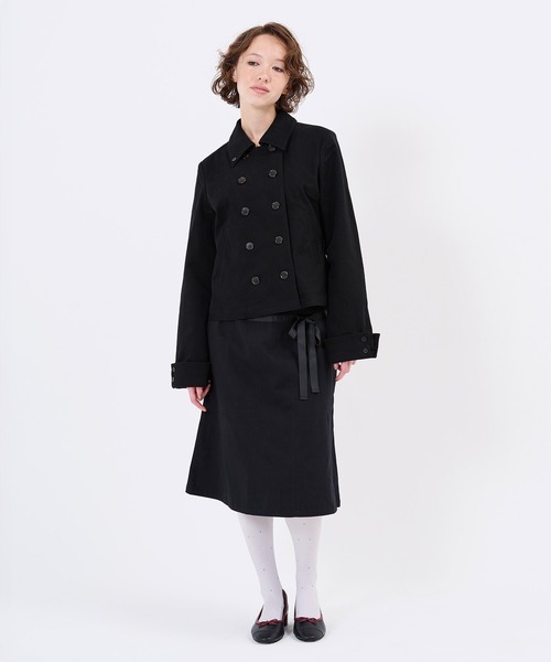 TINA:JOJUN(ティーナジョジュン)の「リボン付き チノ スカート TINA:JOJUN(スカート・レディース・ベージュ/ブラック・M/S)」の2枚目の写真