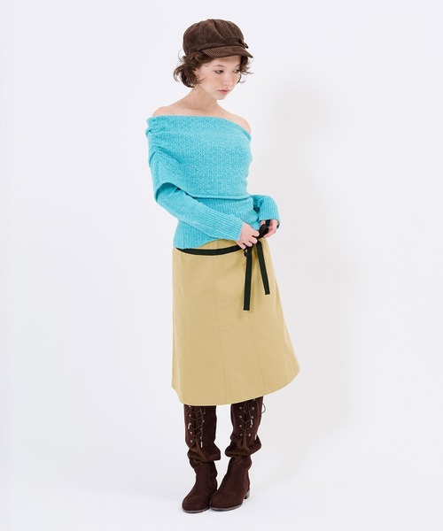 TINA:JOJUN(ティーナジョジュン)の「リボン付き チノ スカート TINA:JOJUN(スカート・レディース・ベージュ/ブラック・M/S)」の5枚目の写真