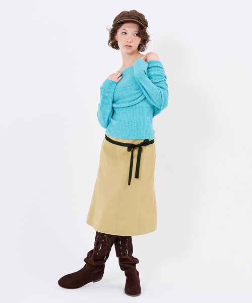TINA:JOJUN(ティーナジョジュン)の「リボン付き チノ スカート TINA:JOJUN(スカート・レディース・ベージュ/ブラック・M/S)」の6枚目の写真