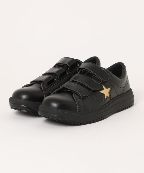CONVERSE(コンバース)の「converse コンバース ONE STAR PS V-3【つま先保護芯 幅広3E】メンズ レディース ワークシューズ 作業靴 スニーカー(ワンスターPS)(その他シューズ・メンズ・ブラック×ブラック/レッド・29.0cm/28.0cm/27.5cm/26.0cm/27.0cm/26.5cm/25.5cm/25.0cm/24.5cm/24.0cm/23.5cm/23.0cm)」の1枚目の写真
