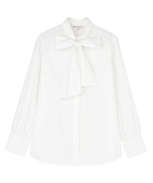 TOKYO SHIRTS(トウキョウシャツ)の「リボンタイ ブラウス 長袖 レディースデザインシャツ(シャツ/ブラウス・レディース・ブルー/ホワイト・L/M)」の1枚目の写真