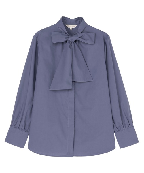 TOKYO SHIRTS(トウキョウシャツ)の「リボンタイ ブラウス 長袖 レディースデザインシャツ(シャツ/ブラウス・レディース・ブルー/ホワイト・L/M)」の2枚目の写真