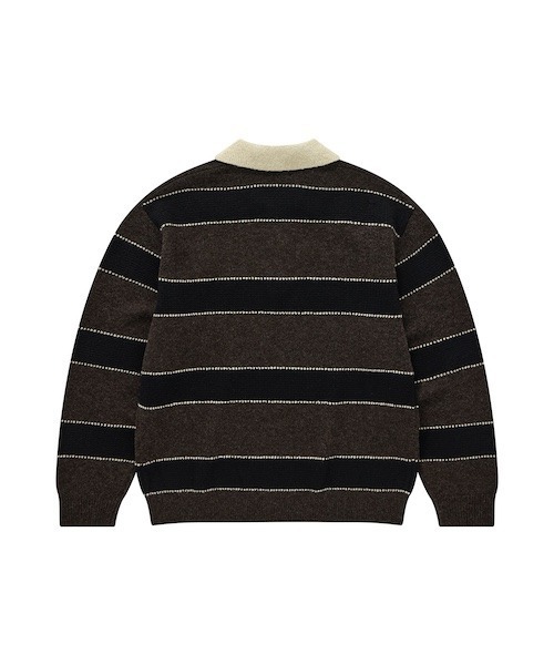 COVERNAT（カバーナット）の「[SOOBIN着用] STRIPE COLLAR KNIT（ニット/セーター・メンズ・ブラウン/ブルー・SMALL/MEDIUM/LARGE/X-LARGE）」の8枚目の写真