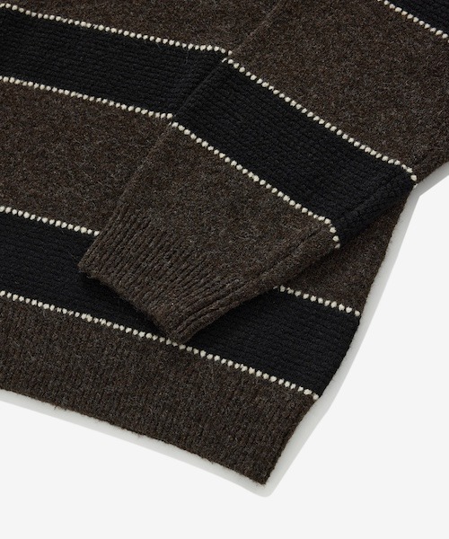 COVERNAT（カバーナット）の「[SOOBIN着用] STRIPE COLLAR KNIT（ニット/セーター・メンズ・ブラウン/ブルー・SMALL/MEDIUM/LARGE/X-LARGE）」の11枚目の写真