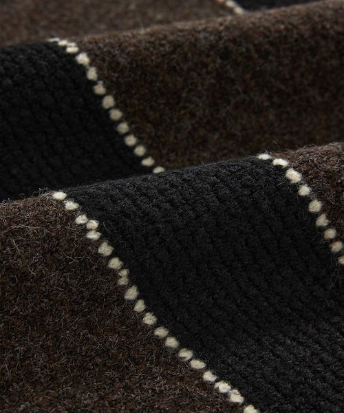 COVERNAT（カバーナット）の「[SOOBIN着用] STRIPE COLLAR KNIT（ニット/セーター・メンズ・ブラウン/ブルー・SMALL/MEDIUM/LARGE/X-LARGE）」の12枚目の写真