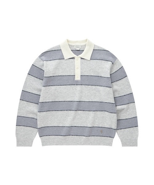 COVERNAT（カバーナット）の「[SOOBIN着用] STRIPE COLLAR KNIT（ニット/セーター・メンズ・ブラウン/ブルー・SMALL/MEDIUM/LARGE/X-LARGE）」の13枚目の写真