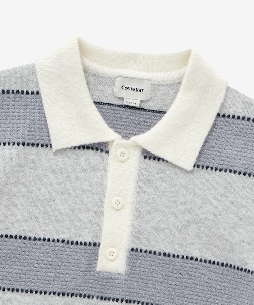 COVERNAT（カバーナット）の「[SOOBIN着用] STRIPE COLLAR KNIT（ニット/セーター・メンズ・ブラウン/ブルー・SMALL/MEDIUM/LARGE/X-LARGE）」の15枚目の写真