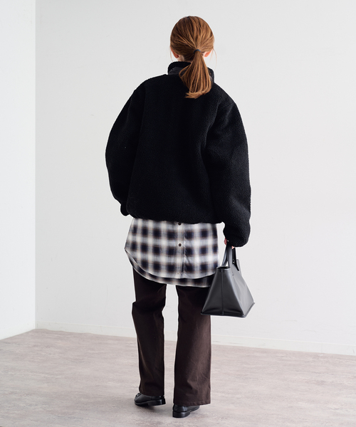 U by SPICK&SPAN(ユーバイスピックアンドスパン)の「TAION / タイオン MOUNTAIN BOA FLEECE HIGH NECK JACK(ブルゾン・レディース・ブラック/ブラウン・MEDIUM)」の10枚目の写真