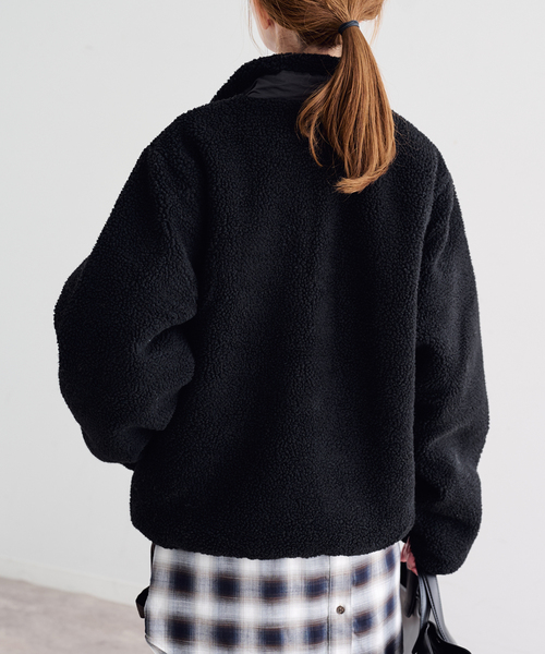 U by SPICK&SPAN(ユーバイスピックアンドスパン)の「TAION / タイオン MOUNTAIN BOA FLEECE HIGH NECK JACK(ブルゾン・レディース・ブラック/ブラウン・MEDIUM)」の15枚目の写真