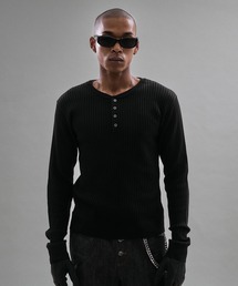 Slim Fit Rib Henry neck Knit /スリムフィットリブヘンリーネックニット