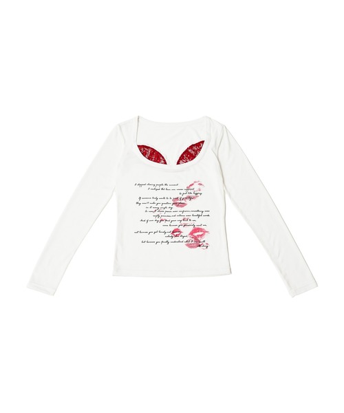 dollslutz(ドルズラッツ)の「【dollslutz】kiss and confession L/S tee /【ドルズラッツ】キスアンドコンフェッションロングスリーブT(Tシャツ/カットソー・レディース・ホワイト×レッド/ブラック×ブルー・FREE)」の11枚目の写真