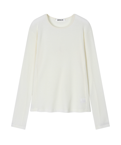 MIDNLOW(ミッドアンドロー)の「リラックスワッフルTシャツ(クリーム)(Tシャツ/カットソー・レディース・その他・FREE)」の5枚目の写真