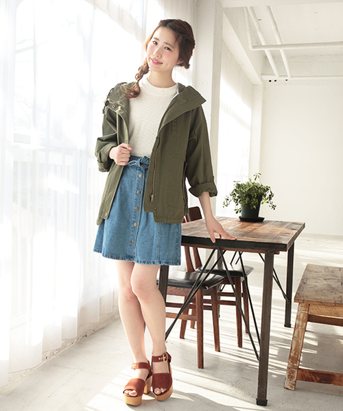 one after another NICE CLAUP（ワンアフターアナザーナイスクラップ）の「【ナイスクラップ】前釦リボンスカート（スカート・レディース・オフホワイト/ブルー/インディゴブルー/チェック・FREE）」の20枚目の写真