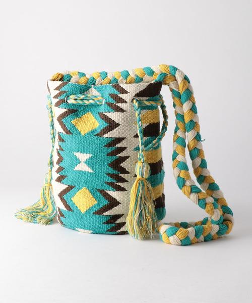 Another Edition（アナザーエディション）の「ネイティブ柄巾着ショルダーバッグ/AEBC JQ キンチャクSHLD◆（ショルダーバッグ・レディース・ブラウン/ターコイズブルー・FREE）」の3枚目の写真