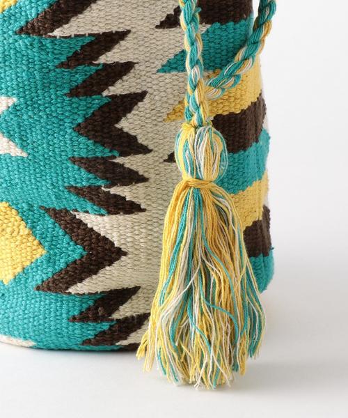 Another Edition（アナザーエディション）の「ネイティブ柄巾着ショルダーバッグ/AEBC JQ キンチャクSHLD◆（ショルダーバッグ・レディース・ブラウン/ターコイズブルー・FREE）」の6枚目の写真