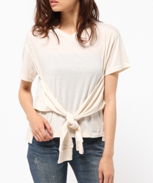 RNA-N(アールエヌエーエヌ)の「M0393 T/Cウエストむすびカットソー(Tシャツ/カットソー・レディース・レッド/スミクロ/オフホワイト・MEDIUM)」の19枚目の写真