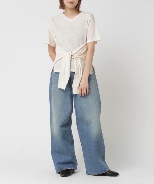 RNA-N(アールエヌエーエヌ)の「M0393 T/Cウエストむすびカットソー(Tシャツ/カットソー・レディース・レッド/スミクロ/オフホワイト・MEDIUM)」の16枚目の写真