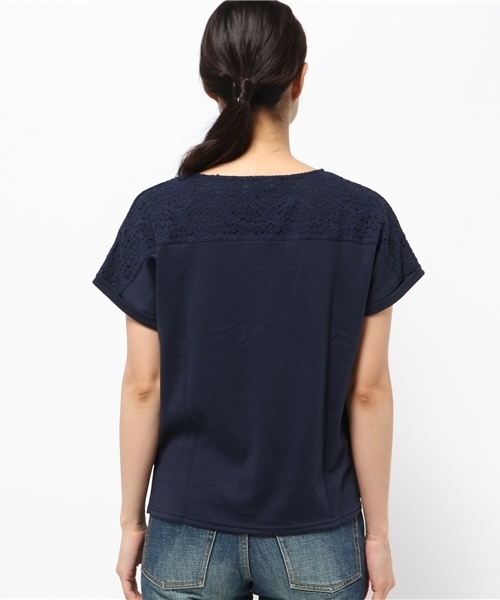 earth music&ecology(アースミュージックアンドエコロジー)の「レース切替カットプルオーバー(Tシャツ/カットソー・レディース・ライトグレー/ピンク/オフホワイト/ネイビー・FREE)」の7枚目の写真
