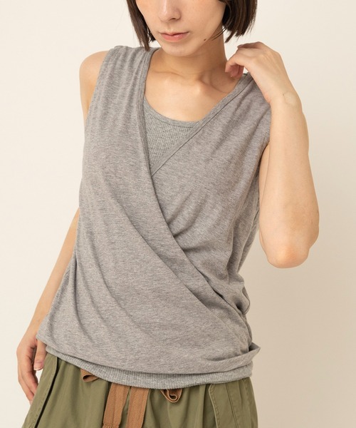 RNA-N（アールエヌエーエヌ）の「M0460 デザインノースリーブ（Tシャツ/カットソー・レディース・ブラック/ホワイト/グレー・MEDIUM）」の2枚目の写真