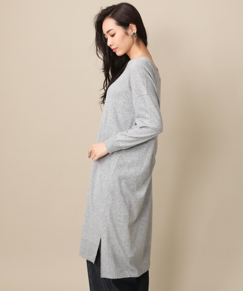 MYSELF ABAHOUSE（マイセルフアバハウス）の「アンゴラ混天竺VネックWIDEワンピース（ワンピース・レディース・グレー/ダークブラウン/オレンジ系その他5/ブラック・FREE）」の6枚目の写真