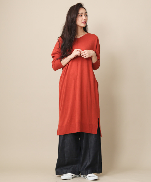 MYSELF ABAHOUSE（マイセルフアバハウス）の「アンゴラ混天竺VネックWIDEワンピース（ワンピース・レディース・グレー/ダークブラウン/オレンジ系その他5/ブラック・FREE）」の13枚目の写真