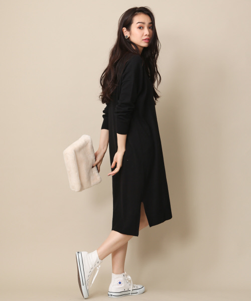 MYSELF ABAHOUSE（マイセルフアバハウス）の「アンゴラ混天竺VネックWIDEワンピース（ワンピース・レディース・グレー/ダークブラウン/オレンジ系その他5/ブラック・FREE）」の15枚目の写真