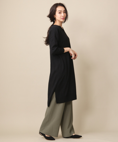 MYSELF ABAHOUSE（マイセルフアバハウス）の「アンゴラ混天竺VネックWIDEワンピース（ワンピース・レディース・グレー/ダークブラウン/オレンジ系その他5/ブラック・FREE）」の16枚目の写真