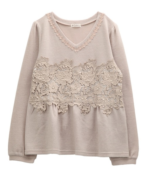 axes femme(アクシーズファム)の「ラメカットレースプルオーバー(Tシャツ/カットソー・レディース・ピンク/グレー/キナリ/サックスブルー・MEDIUM)」の4枚目の写真