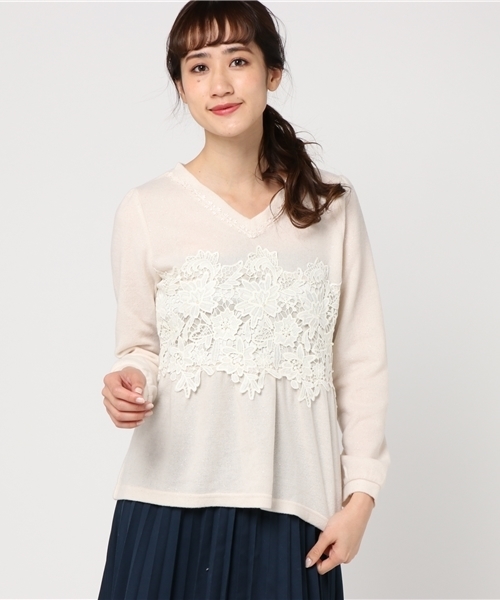 axes femme(アクシーズファム)の「ラメカットレースプルオーバー(Tシャツ/カットソー・レディース・ピンク/グレー/キナリ/サックスブルー・MEDIUM)」の12枚目の写真