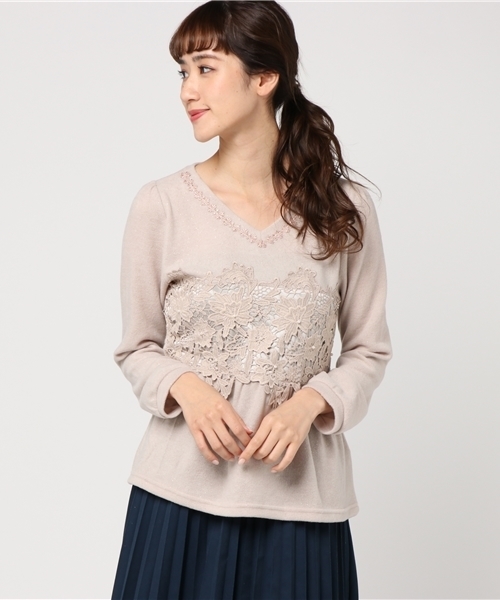 axes femme(アクシーズファム)の「ラメカットレースプルオーバー(Tシャツ/カットソー・レディース・ピンク/グレー/キナリ/サックスブルー・MEDIUM)」の15枚目の写真
